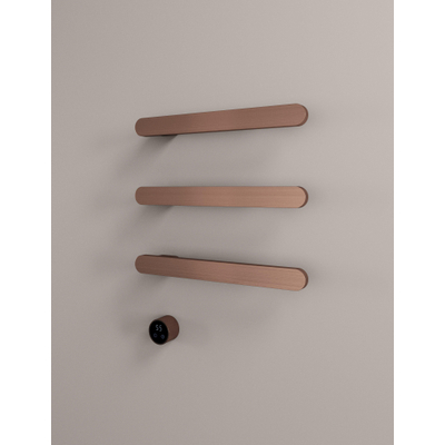 Hotbath &MORE Handdoekradiator - 50x57cm - vierkant - 3 stangen - horizontaal - met schakelaar - geborsteld koper PVD