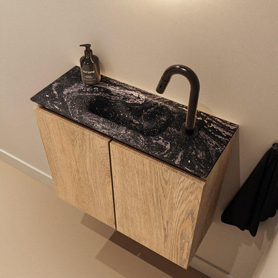 MONDIAZ TURE-DLUX 60cm toiletmeubel Washed Oak. EDEN wastafel Lava positie midden. Met 1 kraangat.