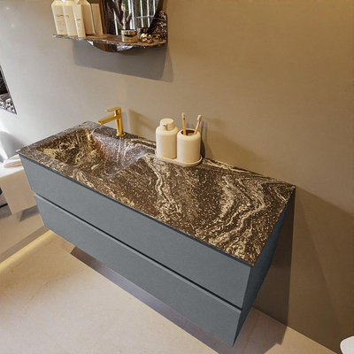 Mondiaz VICA-DLUX ensemble de meuble de salle de bain - 120cm - meuble sous-vasque plata - 2 tiroirs - lavabo encastrée cloud gauche - 1 trou de robinet - version haute de 60cm - lave