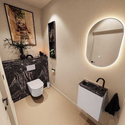 MONDIAZ TURE-DLUX Meuble de toilettes 40 cm Cale. EDEN lavabo Lava position gauche. Avec 1 trou de robinet.
