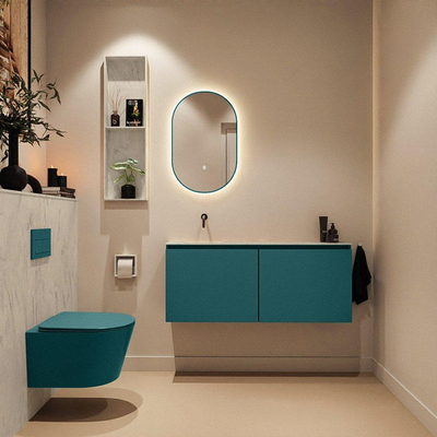 MONDIAZ TURE-DLUX Meuble toilette - 120cm - Smag - EDEN - vasque Opalo - position gauche - sans trou de robinet