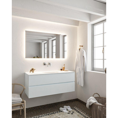 Mondiaz VICA ensemble de meuble de salle de bain - 120cm - meuble sous-vasque argile - 2 tiroirs - lavabo lune milieu - sans trou de robinet - miroir LED - version XL 60cm haut