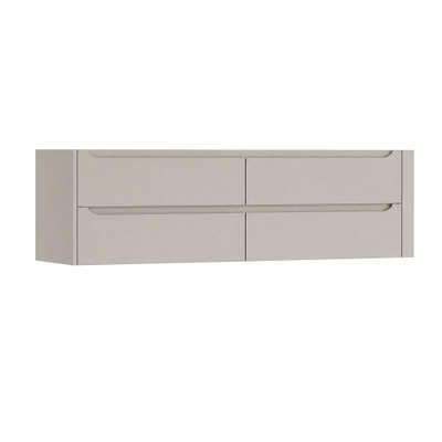 H&R Badmeubelen Juice Wastafelonderkast - 180x45x50cm - rechterhoek afgerond - 4 lades - geïntegreerde greep - beige mat