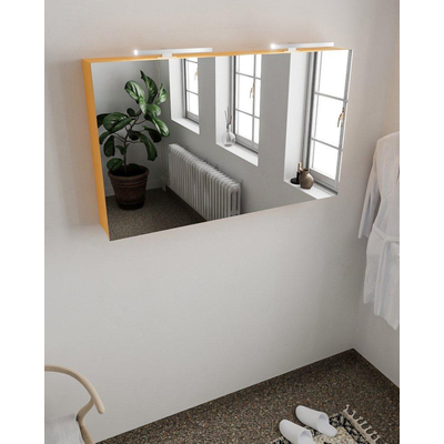 Mondiaz CUBB Armoire de toilette avec miroir - 120x70cm - 2 portes - Ocher (Orange)