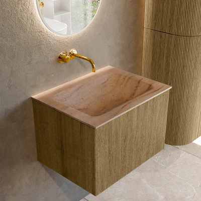 MONDIAZ KURVE-DLUX Meuble de salle de bains 60cm couleur Dusk avec 1 tiroir et 0 porte. Lavabo CLOUD Centre sans trou de robinet Saba.