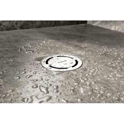 Easy Drain Aqua Round siphon de sol avec partie de finition en ABS avec grille en inox et sortie latérale Ø10cm profondeur d'installation 65 101mm garde d'eau 50 à 25mm