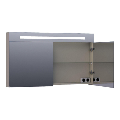 BRAUER Double Face Armoire de toilette 120x70cm éclairage intégré rectangulaire 2 portes pivotantes MDF Taupe Mat