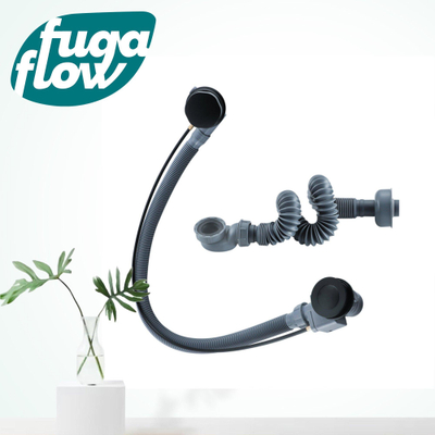 Fugaflow Eccelente Sobrado évacuation de baignoire surélevée - commande rotative avec fonction de remplissage - évacuation de baignoire prolongée - noir mat