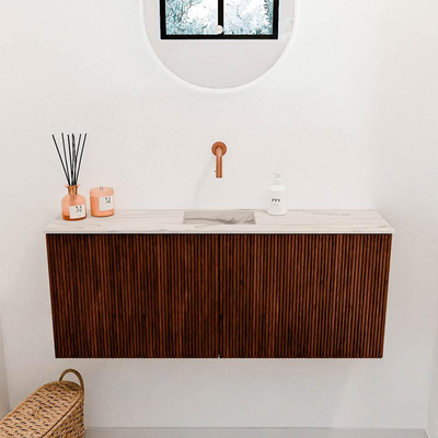Mondiaz JOYA-DLUX 100cm toiletmeubel - kleur Ruby - Wastafel FAYE positie Midden Zonder kraangat kleur Nata.