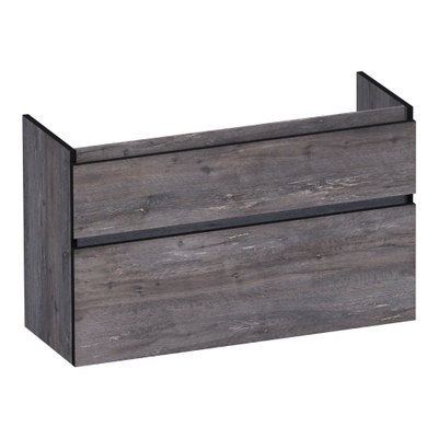BRAUER Delight Edge wastafelonderkast ondiep 100 2 softclose lades - greeploos - 1 sifon uitsparing - Driftwood