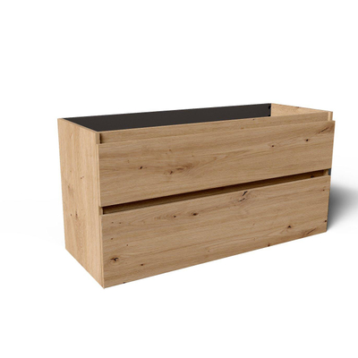 Saniclass Vita Meuble de salle de bains - 120x60x46cm - 2 tiroirs - sans poignée - 1 vasque - sans percage robinet - trop-plein - céramique - chêne rustique