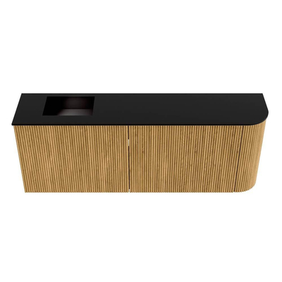 Mondiaz JOYA 111.6cm meuble de salle de bains - arrondi droit couleur Chêne - Vasque FAYE position Gauche Sans trou de robinet couleur Urban.