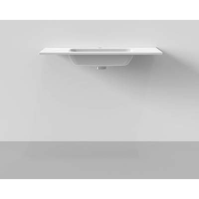 Arcqua Pakaru wastafel 101x46cm met overloopgat 1 kraangat 1 wasbak keramiek glans wit