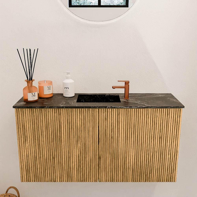 Mondiaz JOYA-DLUX Meuble de toilette 80cm - couleur Chêne - Vasque FAYE position Milieu 1 trou de robinet couleur Lava.