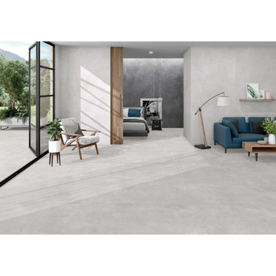 Terravito Belmiro wand- en vloertegel - 99.5x99.5cm - 10.0mm - Vierkant - gerectificeerd - Betonlook - mat grijs - Graphite