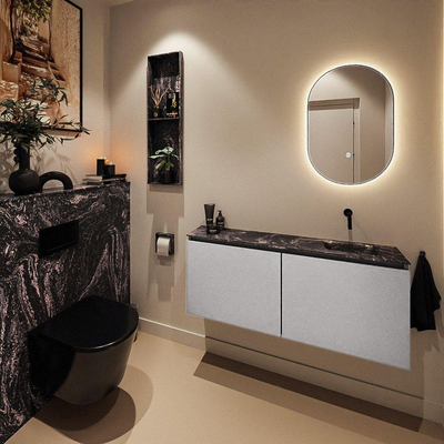 MONDIAZ TURE-DLUX Meuble de toilette 120 cm Plata. Lavabo EDEN Lava position droite. Sans trou de robinet.