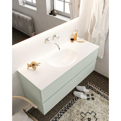 Mondiaz VICA ensemble de meuble de salle de bain - 120cm - meuble sous-vasque gris - 2 tiroirs - lavabo lune milieu - sans trou de robinet - miroir LED - version XL 60cm haut