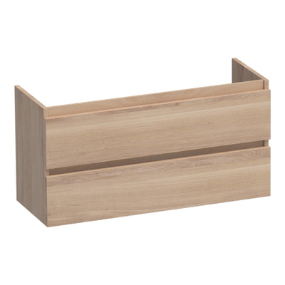 BRAUER Joy meuble sous-lavabo peu profond - 100x39x50cm - 2 tiroirs à fermeture douce - sans poignée - 1 découpe pour siphon - chêne massif - chêne à lames naturel