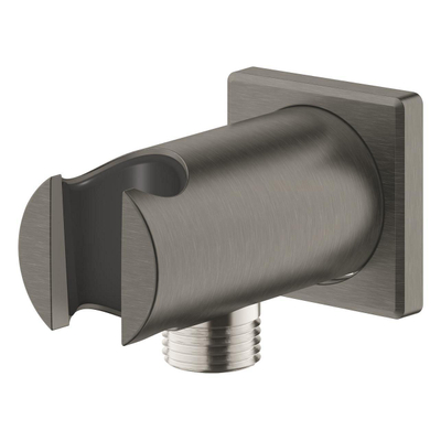 GROHE Rainshower Wandaansluitbocht - 1/2" - met houder - vierkante rozet - hard graphite geborsteld