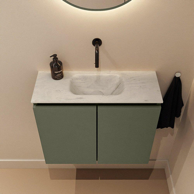 MONDIAZ TURE-DLUX 60cm toiletmeubel Army. EDEN wastafel Opalo positie midden. Zonder kraangat.