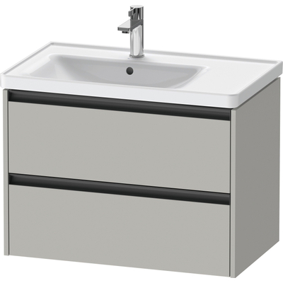 Duravit Ketho.2 Wastafelonderbouwkast - met 2 laden - voor waskom links - 78.4x45.5x54.9cm - met grepen antraciet - betongrijs mat