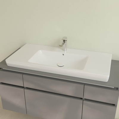 Villeroy et Boch Subway 2.0 Lavabo pour meuble meulé 100x47cm avec trou pour robinetterie avec trop plein blanc