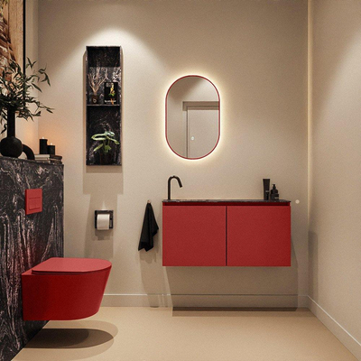 MONDIAZ TURE-DLUX Meuble WC 100cm Fire. EDEN lavabo Lava position gauche. Avec 1 trou de robinet.
