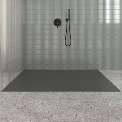 Villeroy & Boch Ecora douchebak - 150x90x3.5cm - afvoer lange zijde - anthracite (antraciet)