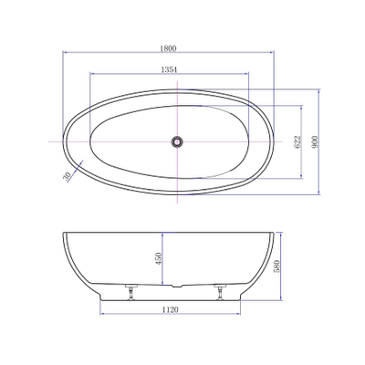 Best Design Bomber Mat Wit vrijstaand bad 180x90x58cm