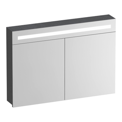 BRAUER Promise armoire de toilette – 99 x 70 x 15 cm – LED directe en haut – 2 portes – Timber Grey