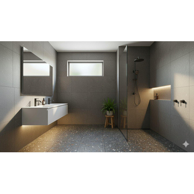 ÉCHANTILLON Terravito Hovano carreau mural et de sol - 60x60cm - 10mm - Carré - rectifié - Terrazzo - Anthracite mat
