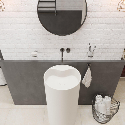 Ideavit Solidroll Staande wastafel 45x45x90cm rond 0 kraangaten 1 wasbak Solid surface wit