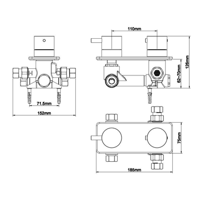 Xellanz Rivaro mitigeur thermostatique encastré 2 voies chrome