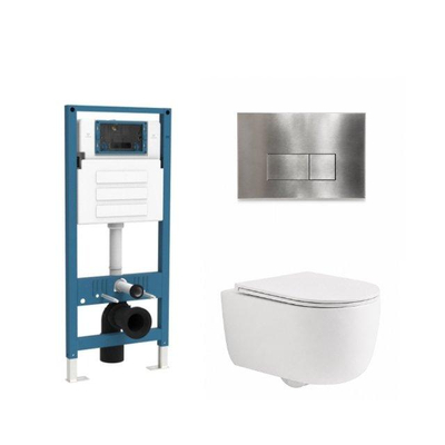 QeramiQ Dely Swirl Ensemble WC - réservoir encastré Qeramiq Flush - abattant slim - plaque de commande en métal inox - boutons rectangulaires - blanc mat