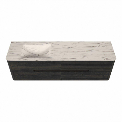 Mondiaz CIRO-DLUX Badkamermeubelset - 170x45x50cm - Solid surface wastafel Nata - 1 wasbak Links - zonder kraangaten - 4 lades - Shadow