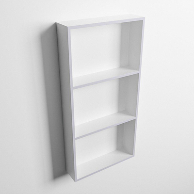Mondiaz Easy nis 29.5x59.5x8cm voor Inbouw/opbouw 3 open vakken Solid surface Talc/Cale