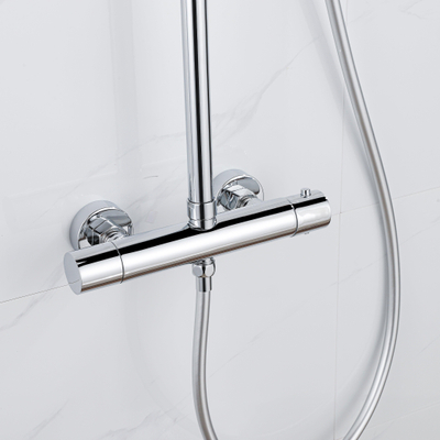 FugaFlow Eccelente Ensemble de douche de tête - thermostatique - douche de tête 25cm - flexible lisse - douchette ronde - chrome