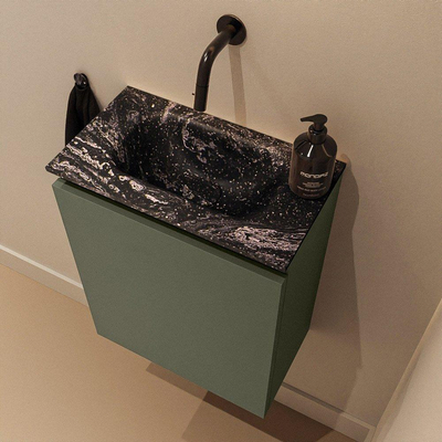 MONDIAZ TURE-DLUX meuble de toilettes 40 cm Army. Lavabo EDEN Lava position centrale. Sans trou de robinet.