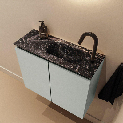 MONDIAZ TURE-DLUX Meuble de toilette 60cm Greey. EDEN lavabo Lava position à droite. Avec 1 trou de robinet.