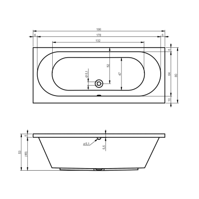 Riho Easypool 3.1 Carolina baignoire balnéo 190x80cm droite hydro 6+4+2 aéro 11 haut-parleur couleur commande tactile incluant pieds et bonde blanc