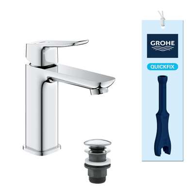 Grohe Dice Mitigeur de lavabo - taille M - montage apparent - démarrage à froid - vidage clic-clac - chrome