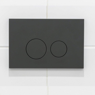 QeramiQ Dely Swirl Toiletset - 36.3x51.7cm - Geberit UP320 Burda inbouwreservoir - 35mm zitting - bedieningsplaat mat antraciet - ronde knoppen - wit mat