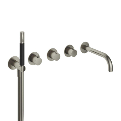 Hotbath Cobber Inbouw Bad Thermostaat - 2 stopkranen - uitloop - met inbouwdeel - geborsteld nikkel