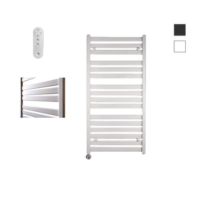 Sanicare HVS - Moda Elektrische Radiator - 120x60cm - 876W - met afstandsbediening - thermostaat - chroom - linksonder - mat wit