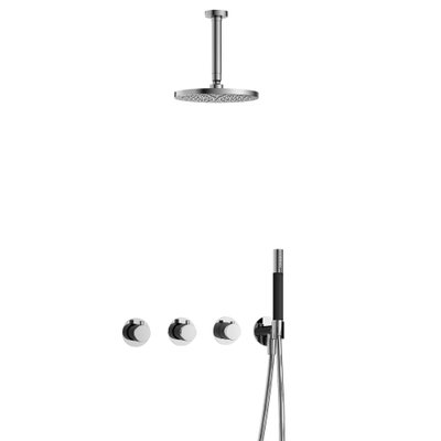 Hotbath Cobber IBS70 Regendoucheset - inbouw - 15cm plafondarm - 20cm ronde hoofddouche - staafhanddouche - hoogglans chroom