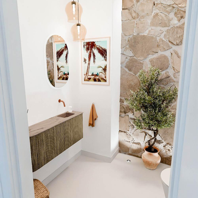 Mondiaz JOYA-DLUX 101.6cm toiletmeubel - ronding links kleur Dusk - Wastafel FAYE positie Rechts Zonder kraangat kleur Arena.