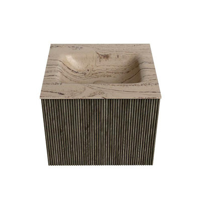 MONDIAZ KURVE-DLUX Meuble de salle de bains 50cm couleur Shadow avec 1 tiroir et 0 portes. Lavabo GRUNNE Central 1 trou de robinet Arena.
