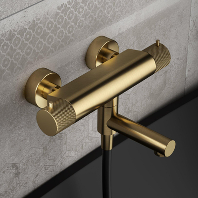 Hotbath Cobber X Thermostatische badmengkraan - PVD - geborsteld messing (goud)