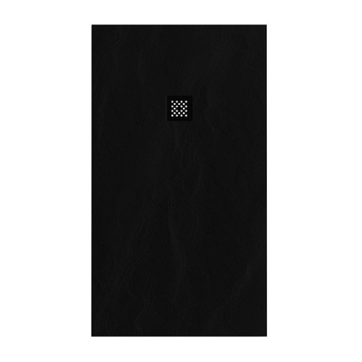 BRAUER Relievo Crag Douchebak - 90x160cm - antislip - antibacterieel - mineraalmarmer - mat zwart