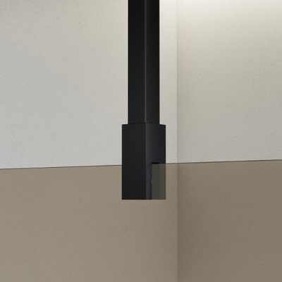 FortiFura Galeria Douche à l'italienne - 100x200cm - Fumé - Bras plafond - Noir mat